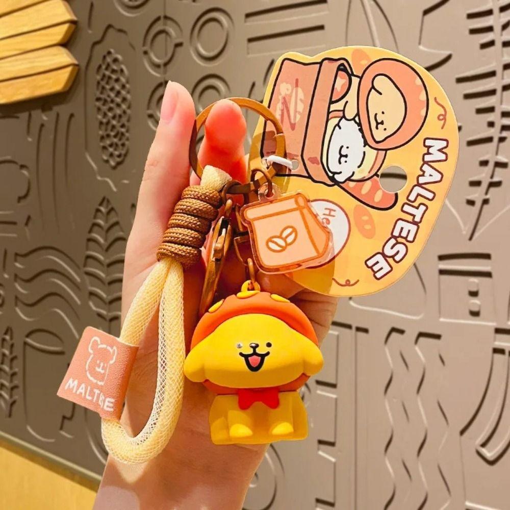 Брелок-подвеска в виде мультяшной собаки в виде 3D-образного пончика, брелок в виде куклы-мопса, подарки