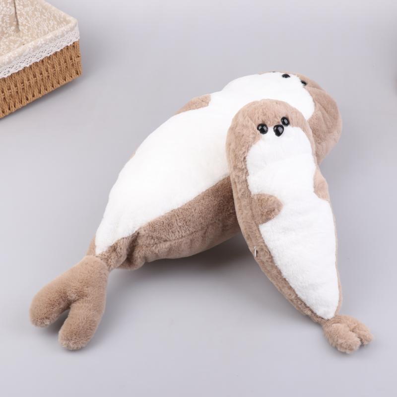 1 Piece Brown Seal Stuffed Animal Birthday Gift For Boys And Girls Kawaii Cartoon Sea Creature Sea Otter Plush Doll Pillow