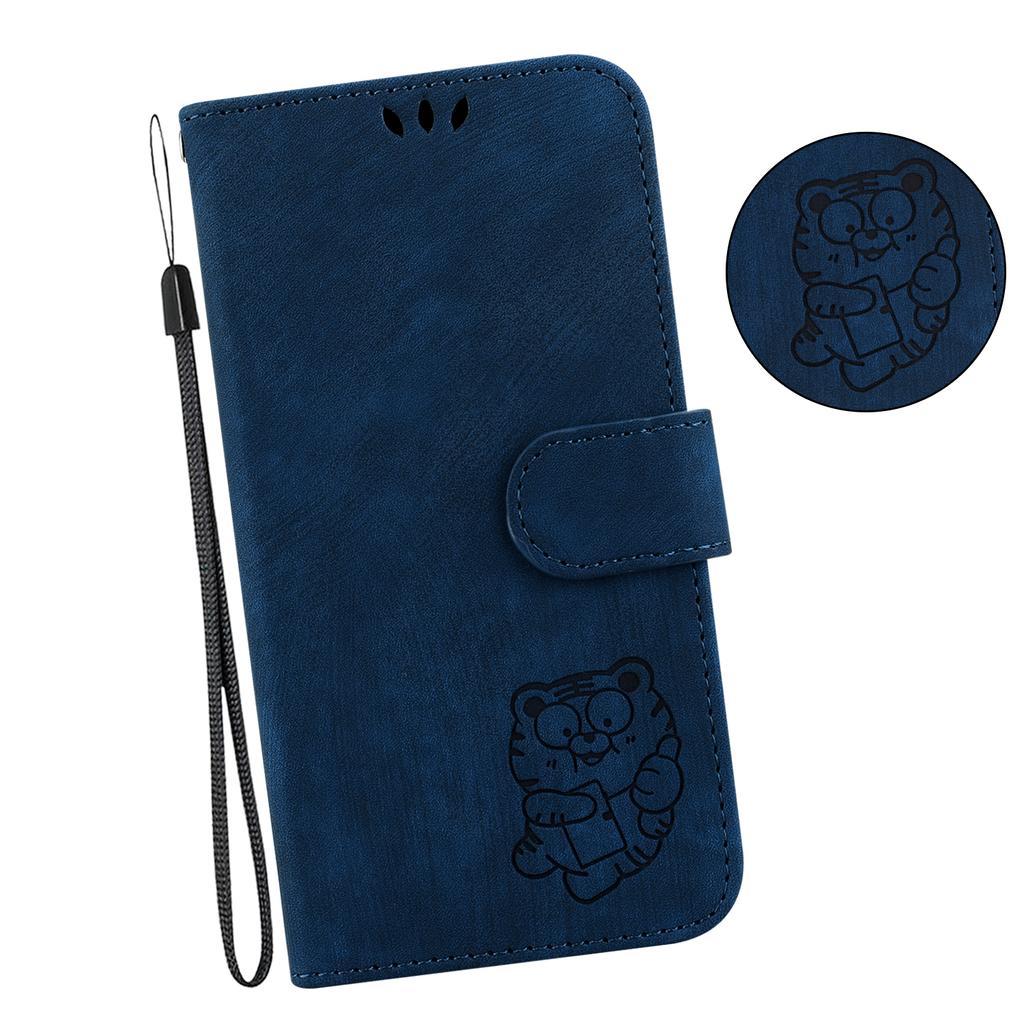 For Honor 400 Pro 5G (Global) Wallet Case Tiger Imprint Leather Shockproof Phone Cover with Wrist Strap