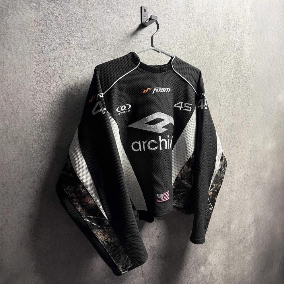 Мужская ретро-толстовка в стиле хип-хоп для уличной моды - Повседневная свободная мотоциклетная кофта