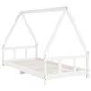 VidaXL Cadre de Lit pour Enfants, Lit Simple avec Sommier à Lattes, Meuble de Chambre à Coucher, Scandinave, Blanc 90x200 cm 834454
