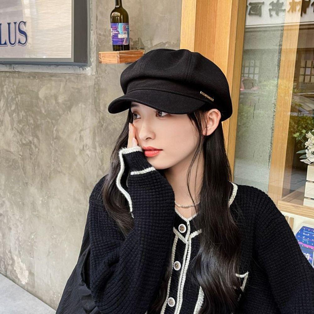 For Women Artist Hat For Girls Korean Style Octagonal Cap Woolen Beret Women Visors Cap Painter Hat