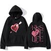 Kiss of Life Midas Touch Hooded Graphic Printed Hip Hop Aesthetic Sweatshirts Back Printed Punk Clothing I Love You Pullovers