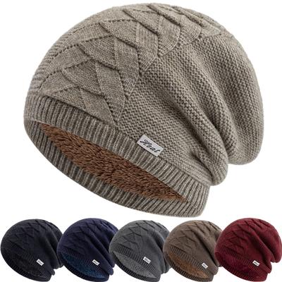 Новый Стиль Унисекс Теплая Денди Зимняя Шапка Тепло Металлическая Этикетка Плюшевая Меховая Подкладка Мягкая Шапка Бини Толстые Шапки для Женщин Мужчин Вязаная Шапка