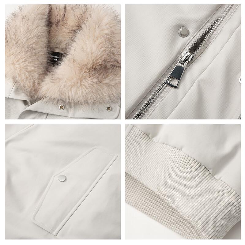 Мужская пуховая куртка GROUND ZERO в байкерском стиле со съемным меховым воротником