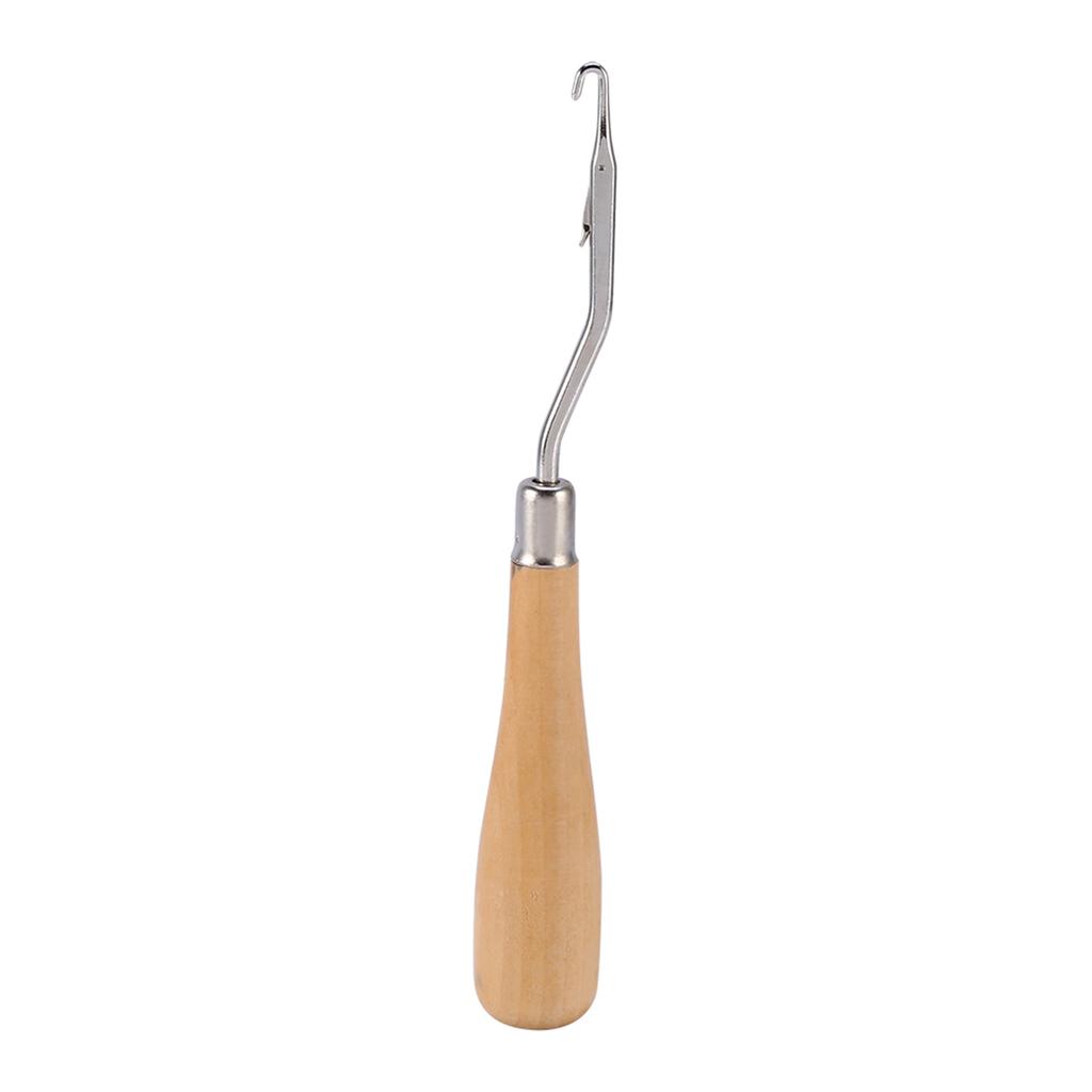 Hook Needle Wooden Handle Craft Crochet Tool for Hair Extension Hook 6.22 Inch     Rug Making