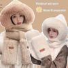 Women's Winter Cycling Cute Bear Hat, Gloves, and Scarf Set - Plush, Three-in-One Outdoor Accessory