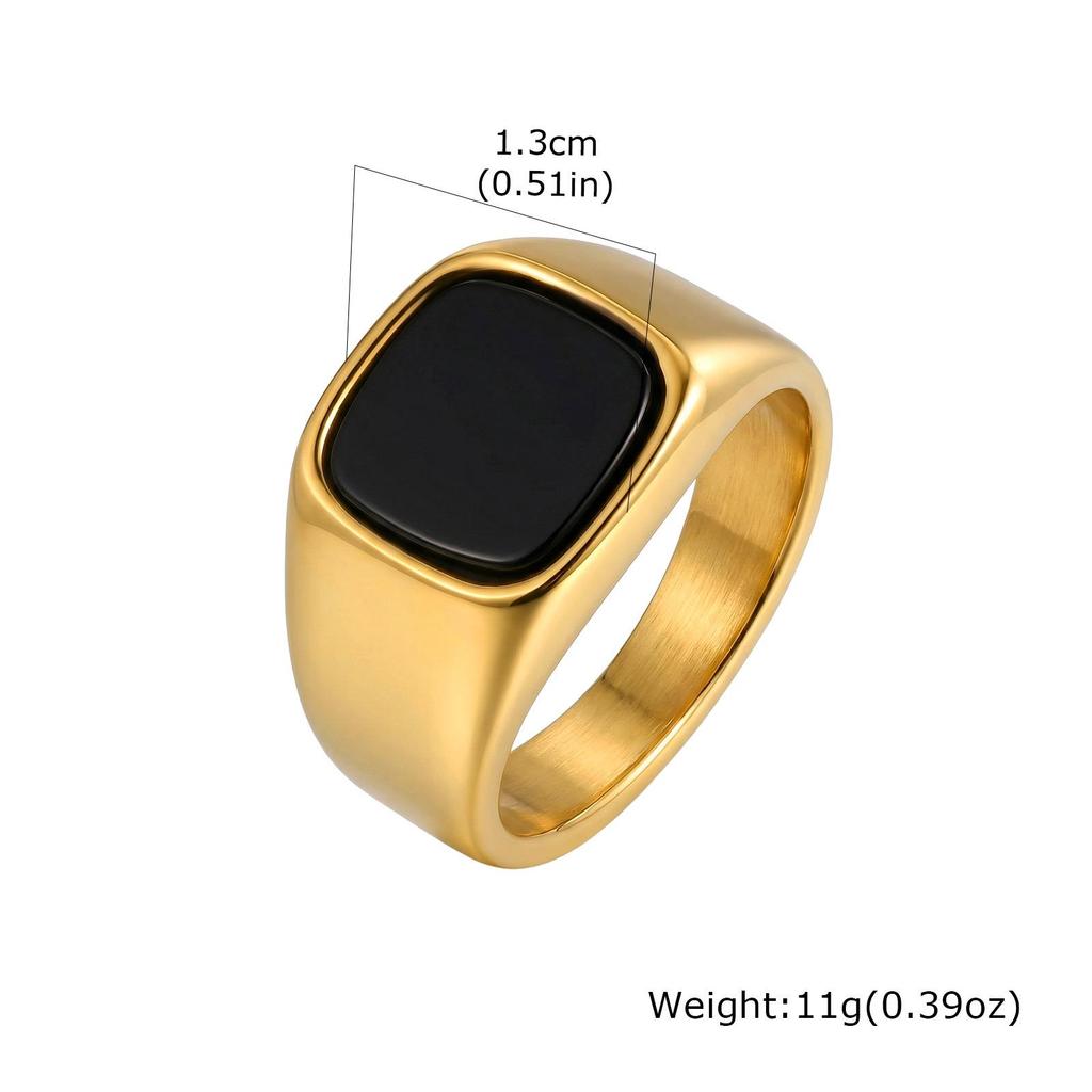 Квадратное кольцо из нержавеющей стали с тигровым глазом и металлическим блеском - Модный аксессуар для указательного пальца RC-620