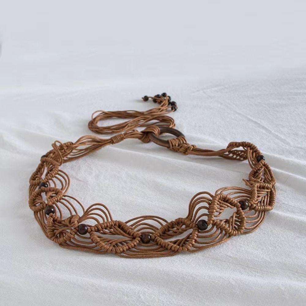 Woven Knot Female Waist Rope Wax Rope Ethnic Style Waist Chain Casual Dress Waistband Girls
