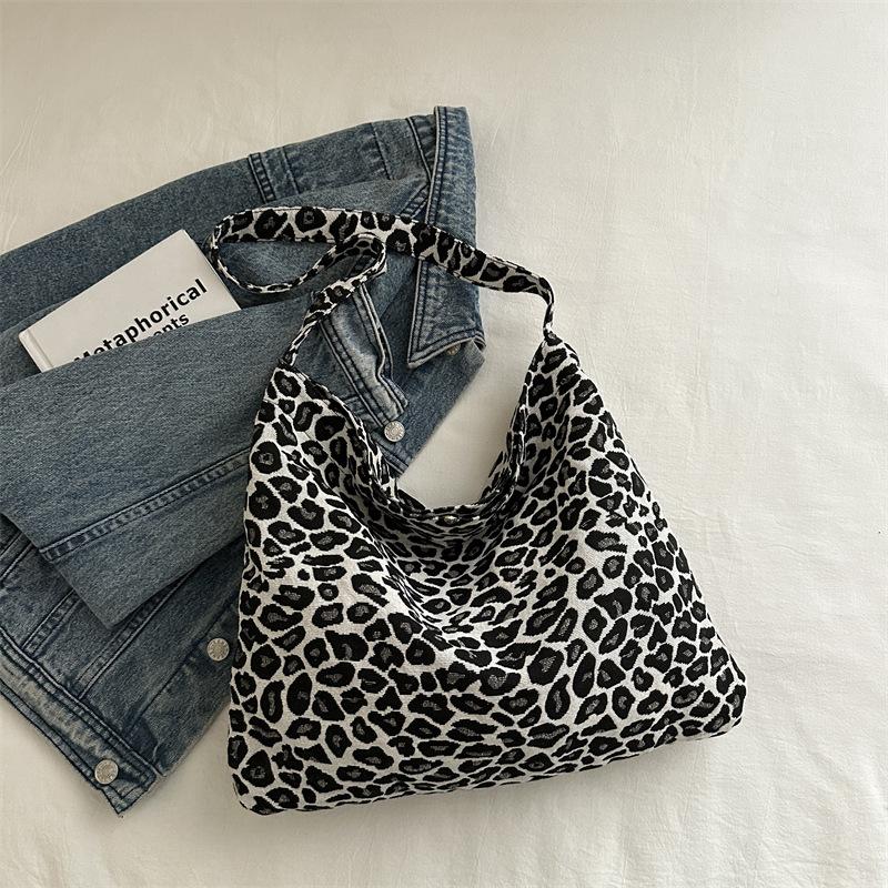 New Korean Style Korean Style Leopard Pattern Floral Cloth Bag Printed One-shoulder High-value Student One-shoulder Oblique Straddle Tote Bag