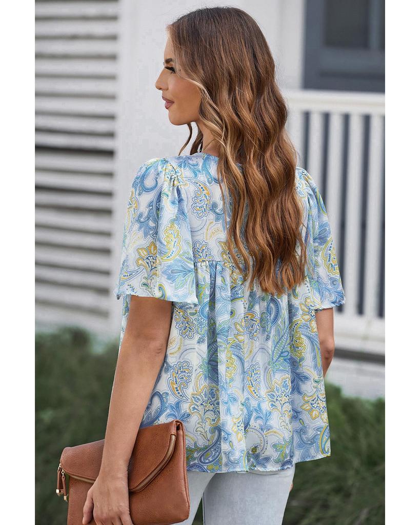 Azura Exchange Блузка с широкими рукавами и принтом пейсли