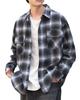 WEGO Унисекс Омбре Клетка Фланелевая Длинная Клетчатая Оверсайз Размер Узор 1 Рубашка, Рукав, Топ, Одежда Осень/Зима, Силуэт, Подарок, Мужская, L,