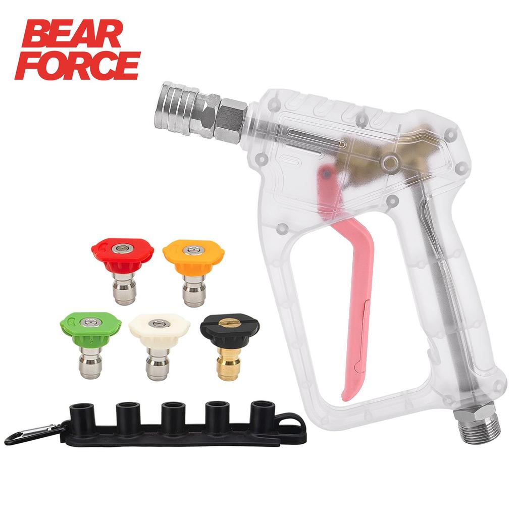 BEAR FORCE Комплект пистолета для мойки высокого давления - Электрический пистолет для мойки высокого давления Макс. 150 бар (2200 фунтов на квадратный дюйм) с быстросъемным соединителем 1/4" и набором из 5 насадок-распылителей