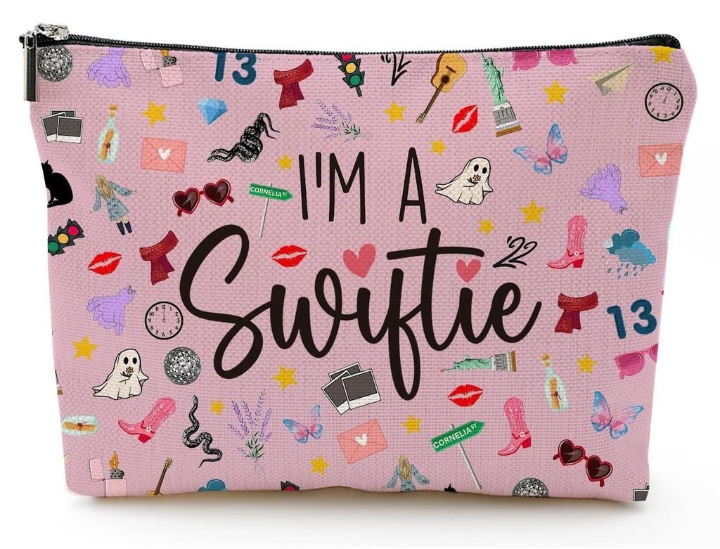 Розовая льняная косметичка с алфавитом, дизайн с бантом, многофункциональный чехол для хранения, на молнии