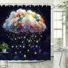 Креативная цветочная шторка для душа Creative Cloud - Узор «Фантастический цветок и облако», Романтический пейзаж со звездным небом, Полиэстер, Декор для ванной комнаты