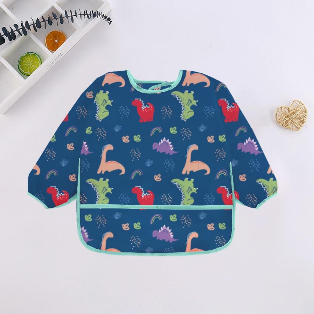 Adjustable Full Sleeve Apron Protective Front Long Sleeve Feeding Smock Durable Baby Bibs