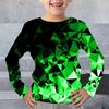 Spring and Autumn Round Neck 3D Geometric Pattern Printed Top Fashionable Casual Long Sleeved Children's Boy T-shirts