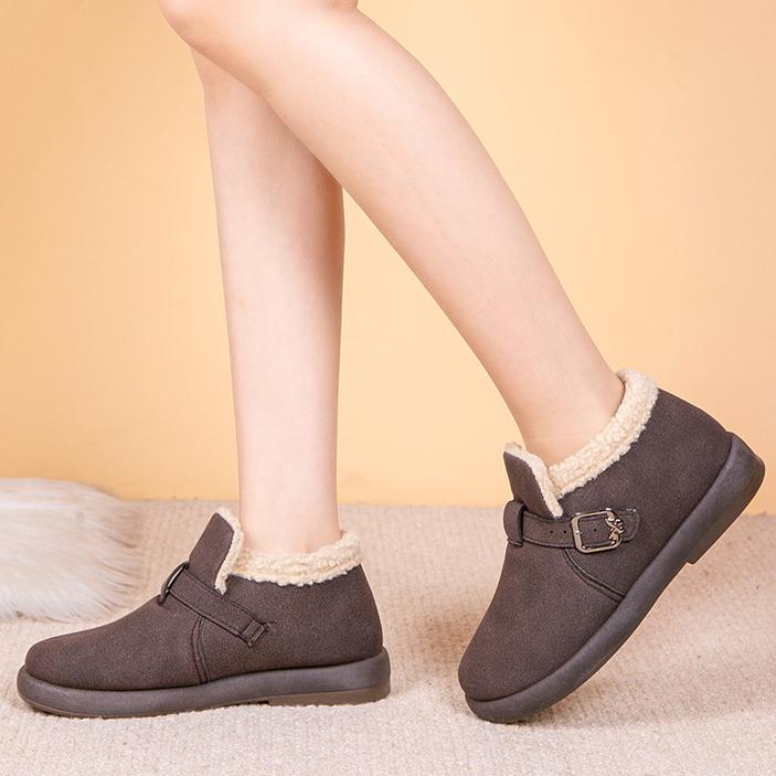 Женские зимние ботинки на платформе, нескользящие, теплые, с подкладкой из искусственного меха, повседневные, из искусственной замши, удобные, пушистые, короткие ботинки для женщин