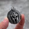 Antique Spartan Warrior Mask Stainless Steel Mens Pendant Necklace Single Sided Design