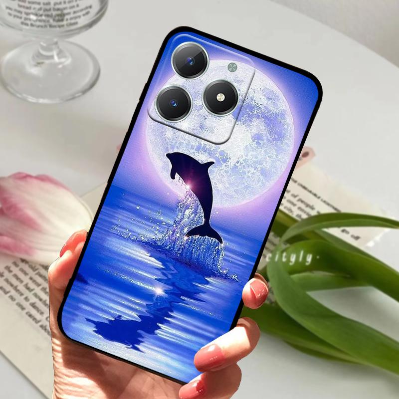 Чехол для Realme C61 RMX3939 Милый Мультяшный Мягкий Силиконовый TPU Задняя Крышка Телефона Для OPPO Realme C63 4G Ударопрочный Матовый Чехол Fundas