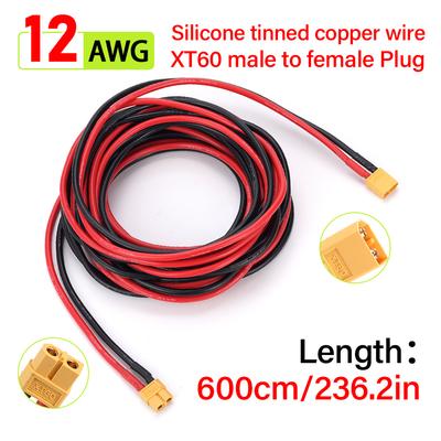Кабель-удлинитель 12AWG с разъемом XT60, силиконовая изоляция, луженая медь, 6 м, для автодома, автомобиля и проводки зарядки аккумулятора системы хранения энергии