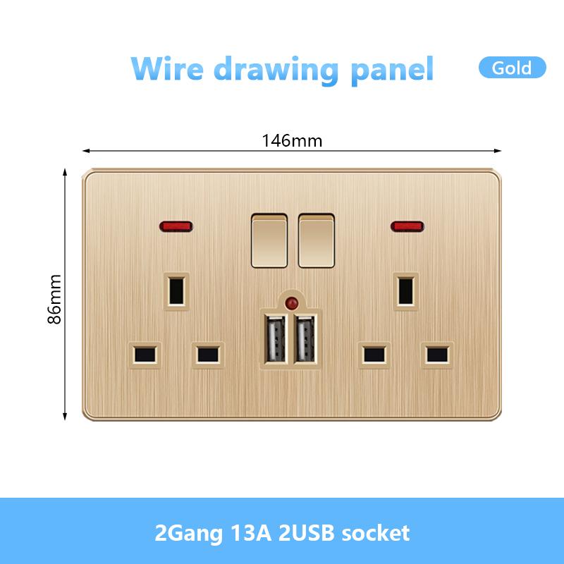 Универсальная 5-контактная розетка, стандартная британская настенная розетка USB на 13 А, 3-контактная электрическая розетка 220 В со светодиодным индикатором