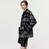 ELLE Retro Plaid Wool Blend Double-Faced Short Coat