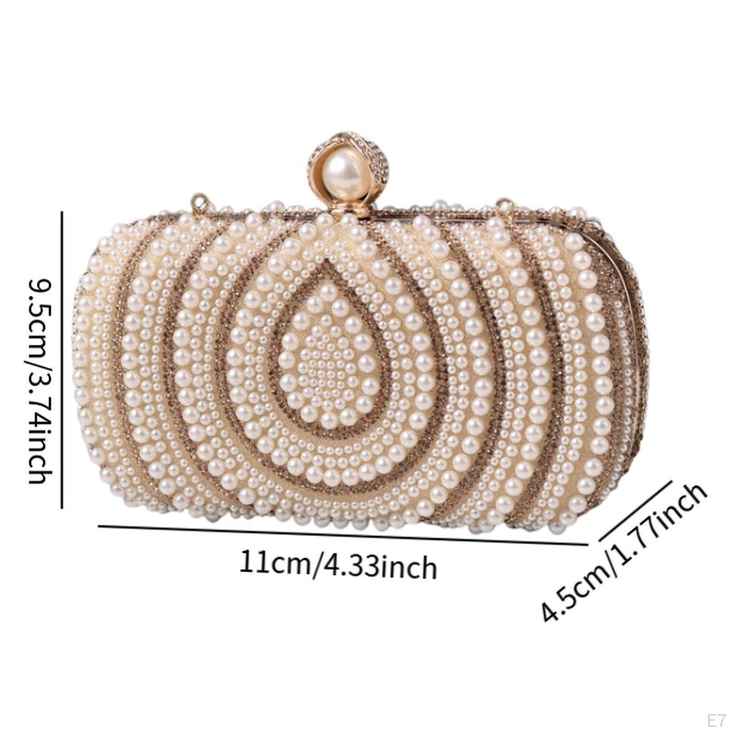 Clutch Purse Bride Handbag with Chain Formal Cocktail Party Prom Pearl Bag