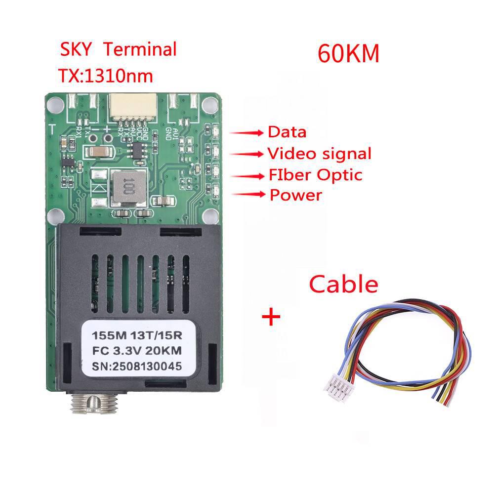 FPV Drone Fiber Optic Module - 1-Way Video to Fiber Optic TTL for Sky-to-Ground Embedding