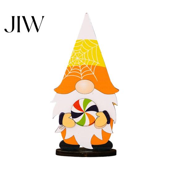 Halloween Table Decorations Wooden Gnome Figurine, Faceless Ghost Pumpkin Witch Stable Base Decor Ornament for Shelf Table, Rustic Party Centerpiece