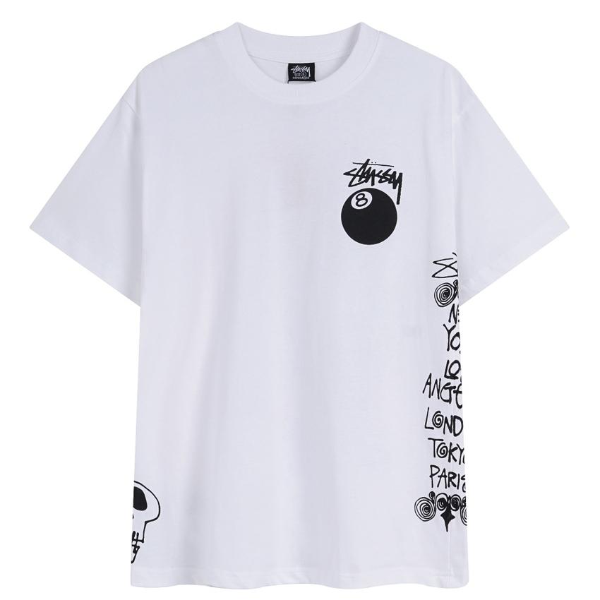 Stussy Летняя новая футболка из высококачественного хлопка с круглым вырезом для мужчин и женщин 2025 года, классический логотип с новым рисунком, парная футболка