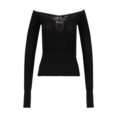 JacquemuS 241kn357 2358 990 Le Haute Топ с лого-шармом и фестончатым краем Женский трикотаж