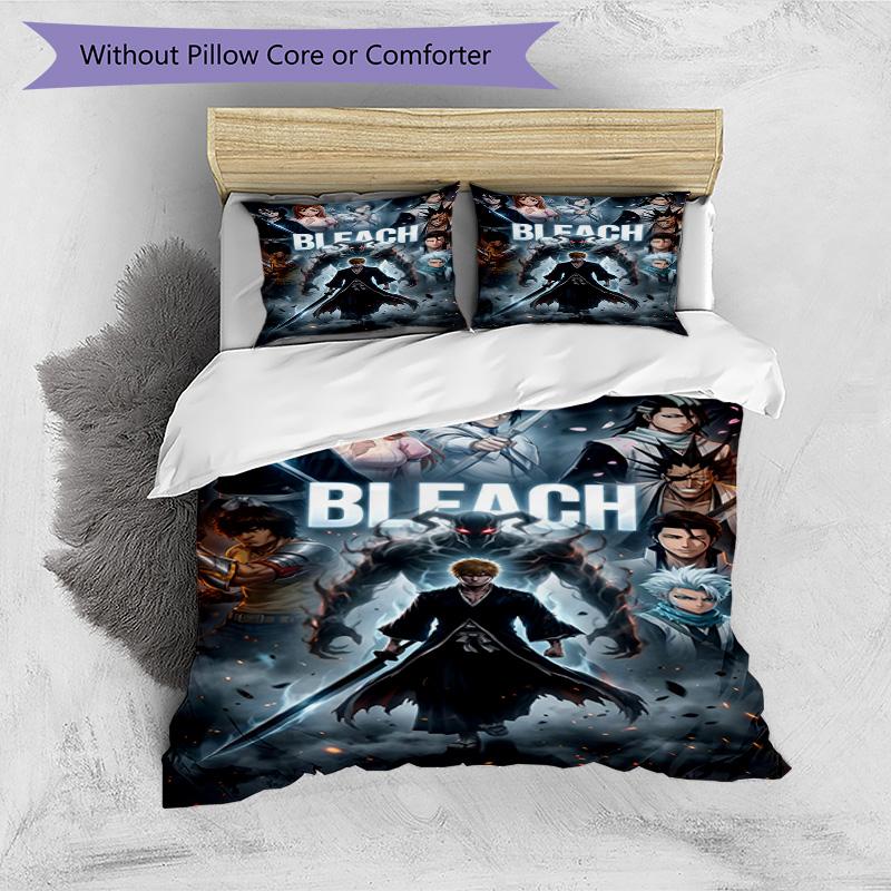 3pcs Duvet Cover Set (1*Duvet Cover + 2*Pillowcase, Without Core), BLEACH Print Bedding Set, Bedroom Decor, All‑Season, Birthday Gift