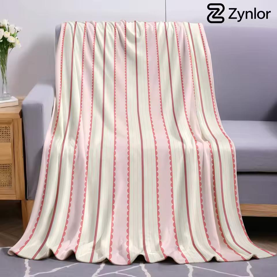 Scalloped Pink Vertical Line Ultra Soft Sherpa Fleece Blanket Fluffy Warm Halloween Cozy Throw for Couch Bedroom Gift All season