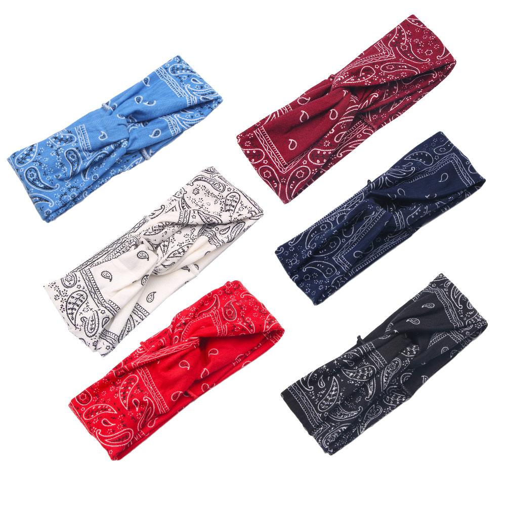 6 colors Fashion Knot Women Girls Cashew Flower Print Bandanas Headband Hairband Turban