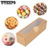 WTEMPO 20PCS Rectangular Transparent Window Boxes Flip Cover Baking Pastry Packaging Boxes Kraft Paper Macaron Packing Boxes