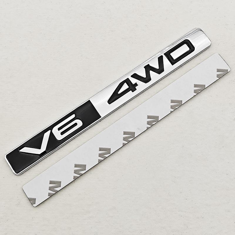 3D Zinc Alloy Logo V6 4WD Car Letters Rear Trunk Badge Sticker Emblem For Toyota Prado Land Cruiser 4Runner Auto Accessories