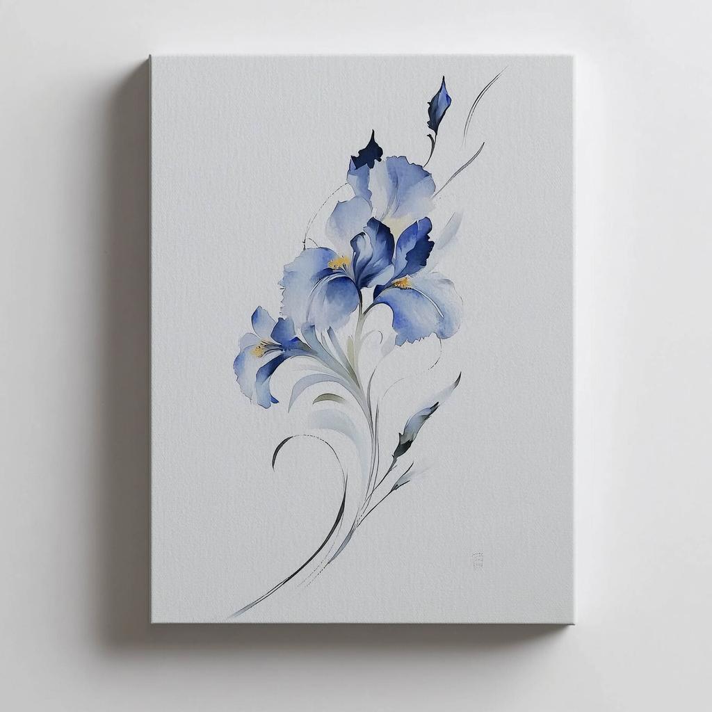 Subtelność Niebieskiego Irysa Subtelność Niebieskiego Irysa, 40X50 Cm, Rama Aluminiowa Czarna, Papier Matowy 230 Gsm