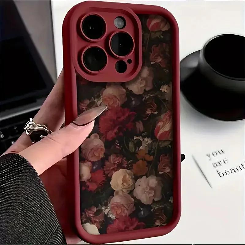 Чехол для телефона Винно-красная роза Белая роза Для iPhone 17 16 15 14 Pro Max 13 12 11 XS X XR 7 8 Plus 16E 17 Противоударный чехол