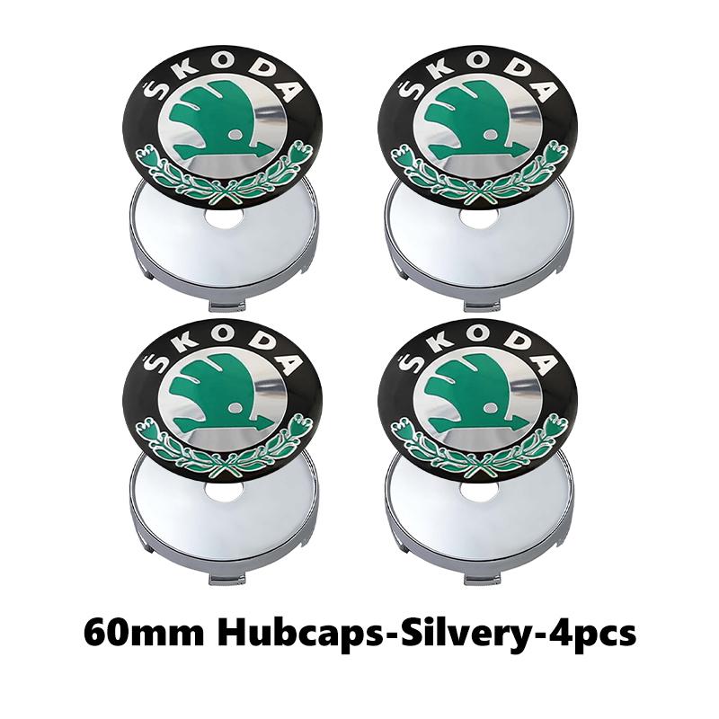 REOY4 For Skoda 4pcs 60mm Car Wheel Center Cover Hub Cap Auto Decoration Accessories VRS Octavia 1 2 3 A7 A5 Fabia Rapid Superb Yeti