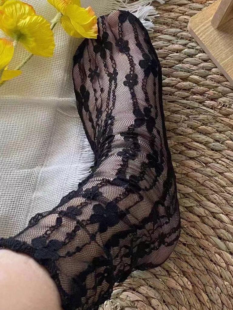 Элегантные японские кружевные носки с ажурным цветочным узором для девочек и женщин