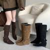 2025 Autumn and Winter New French Retro Inner Heightening Pointed High Knight Boots Women's Versatile Suede Boots