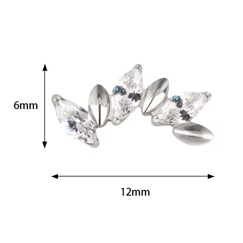 Серьги-пусеты из разноцветного циркония «Маркиза» – F-136 Титановый сплав для пирсинга губы и хряща уха.