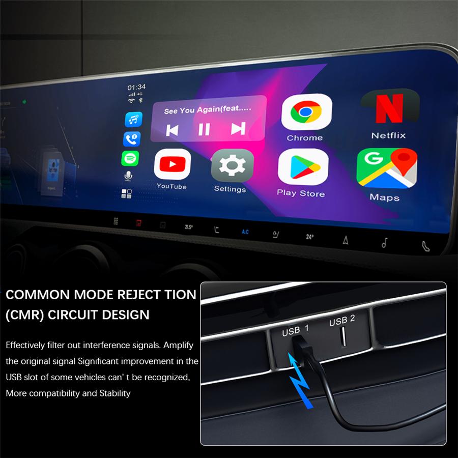 Для поддержки CarPlay Ai Box Беспроводной Android Auto GPS 4G LTE Мультимедийный адаптер