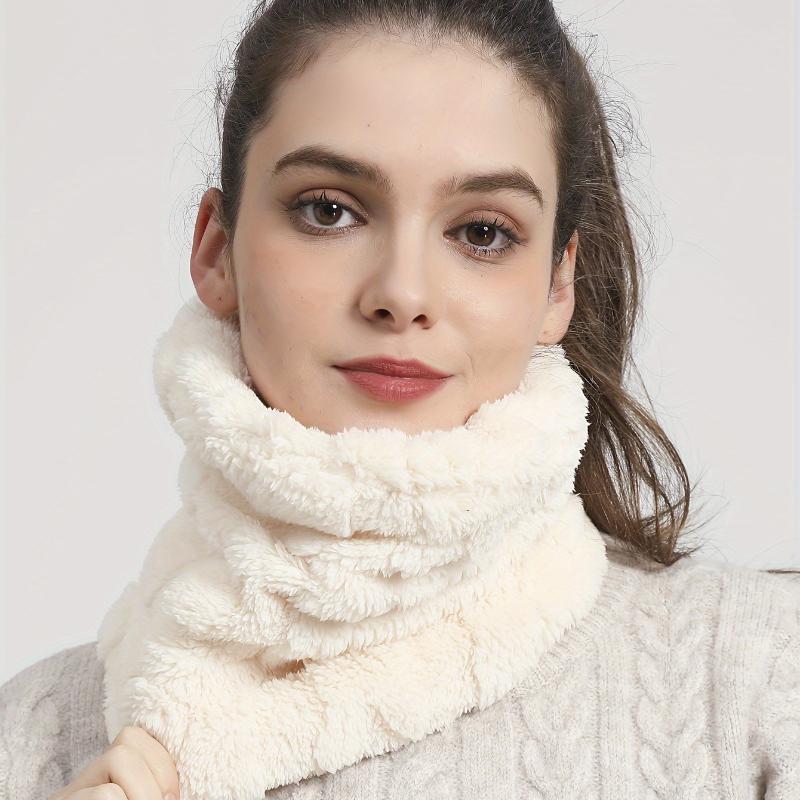 Искусственный мех плюшевый бесконечный шарф однотонный мягкий шейный гетр милый простой утеплитель для шеи лыжная маска для женщин повседневное использование зимой на открытом воздухе