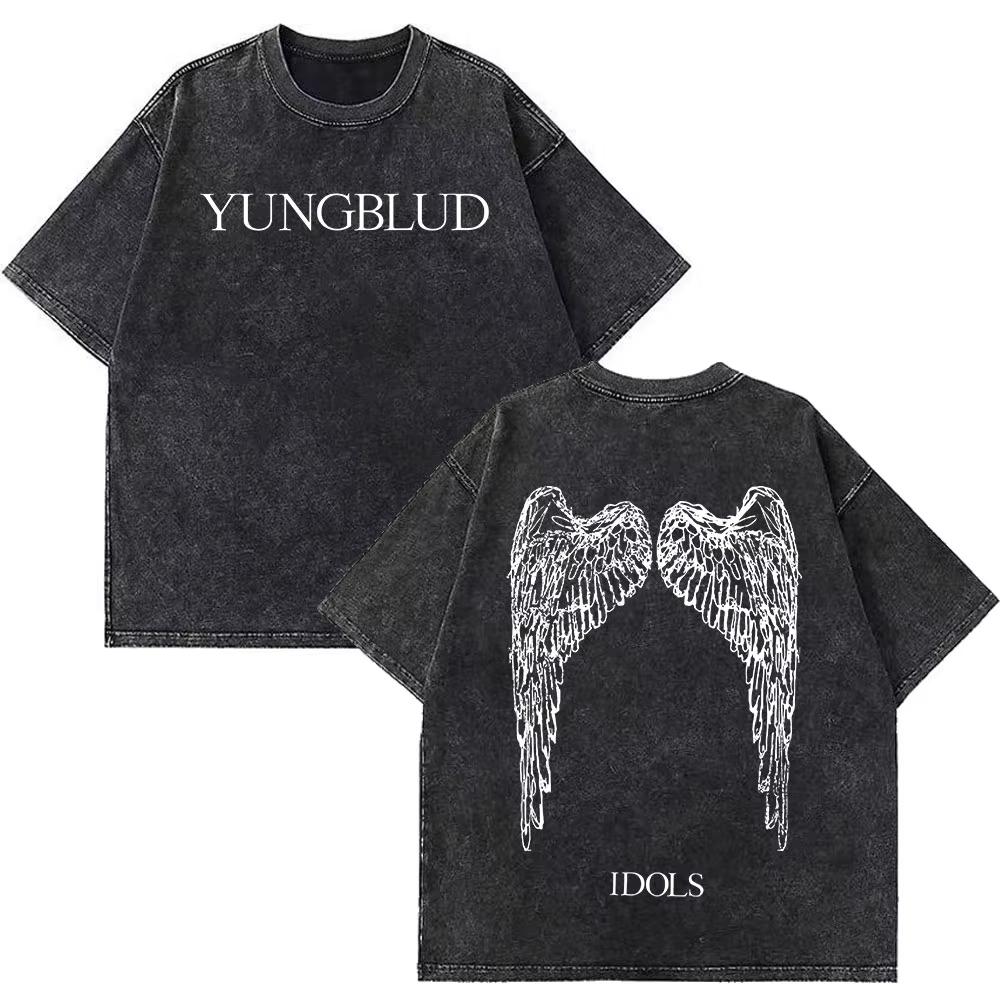Yungblud IDOLS Мировой Тур Мерч Ретро Стирка Футболка Мужская Женская Хип-Хоп Рок Короткий Рукав Футболки Оверсайз Футболки