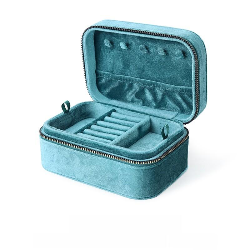 Velvet Jewelry Box With Dual Compartments For Rings Bracelets And Earrings