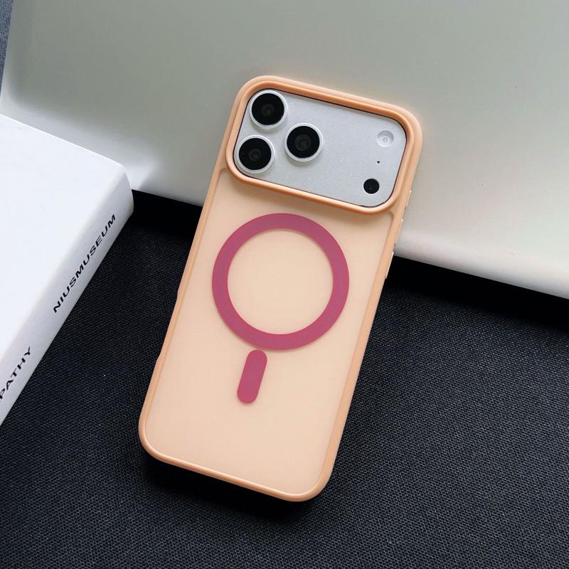 Чехол для iPhone 17 Pro Max, Матовый, Магнитный, с текстурой кожи, Color Block, Ударопрочный Защитный Чехол