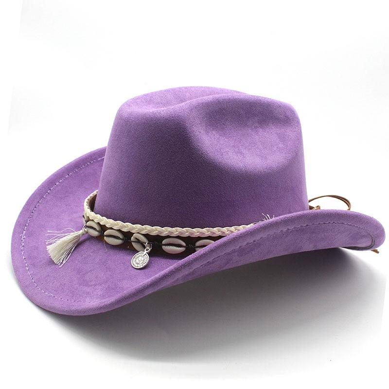 White Fringed Decorative Suede Fleece Warped Edge Western Cowboy Hat Men And Women Outdoor Curled Brim Ethnic Style Top Hat Felt Hat