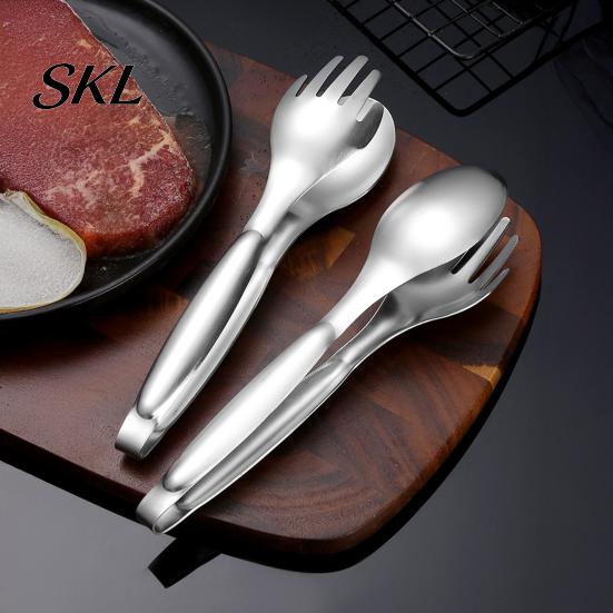 Restaurant Grade Food Tongs Stainless Steel Serving Tongs, Salad 8 Inch Metal for Cooking Fork Cake Bread, Buffet Catering Kitchen Tools